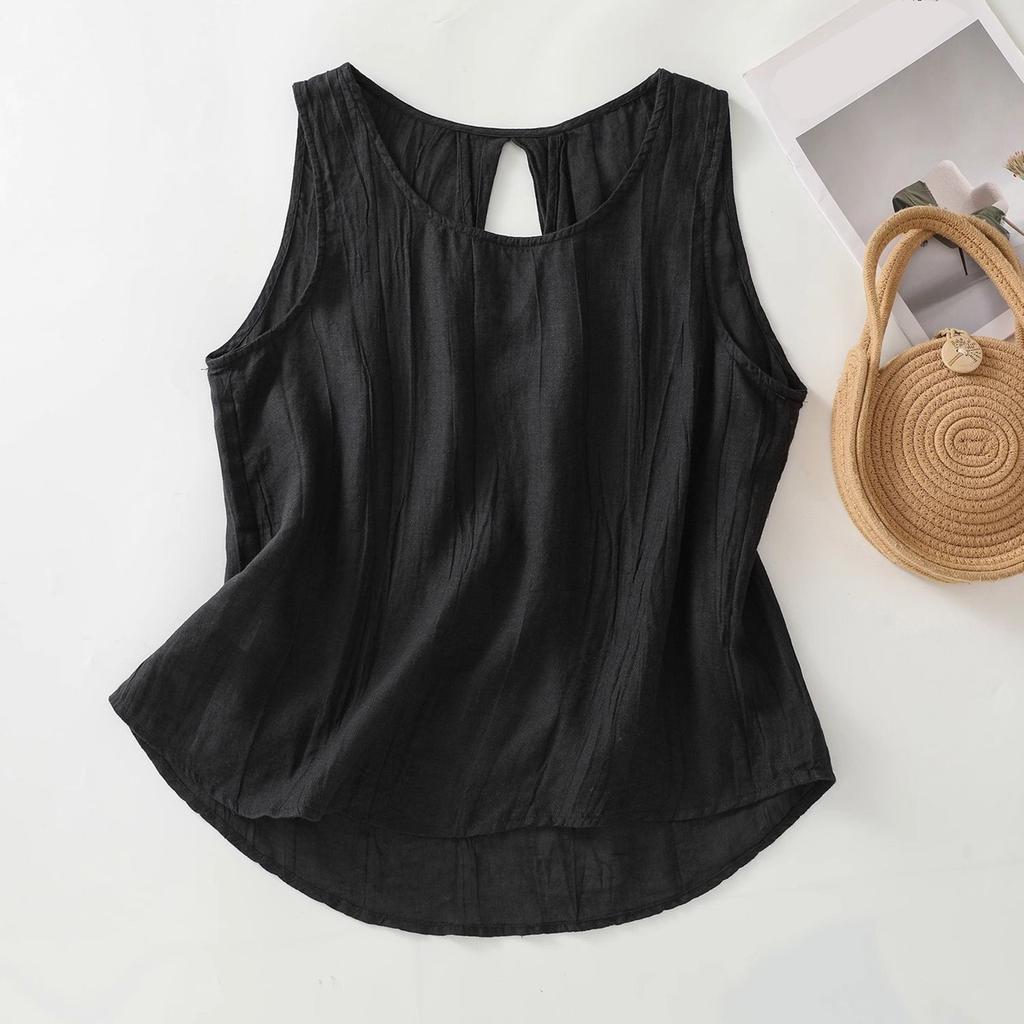 Women's Vest Fashion Casual T-shirt Tops Back Hollow Design Vest Sleeveless T-shirt Outer Wear Inner Wear Bottoming Sling
