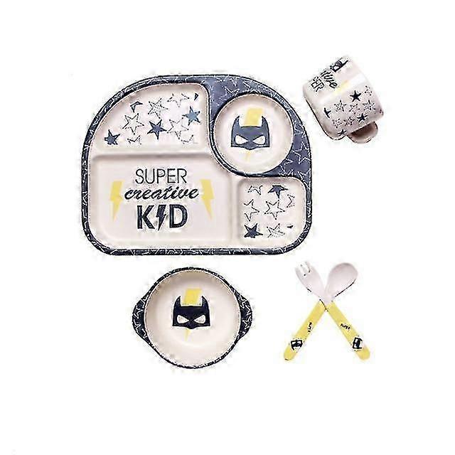 2025 Cartoon Bamboo Fiber Baby Feeding Plate Children Tableware Tray Dish Bowl Fork Spoon Cup Food Training Dinnerware Set Kids Gift