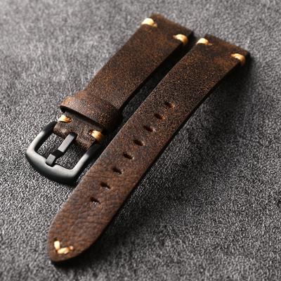Ремешок для часов, высококачественный ремешок из потрескавшейся натуральной кожи, коричневый мягкий мужской браслет 20, 22 мм, старый винтажный стиль, высококачественная потрескавшаяся гетальянская кожа