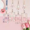 Cute Transparent Lanyard Card Cover Student Bus Cards Sleeve Cartoon Work Card Covers Credit Card Holder with Spring Rope