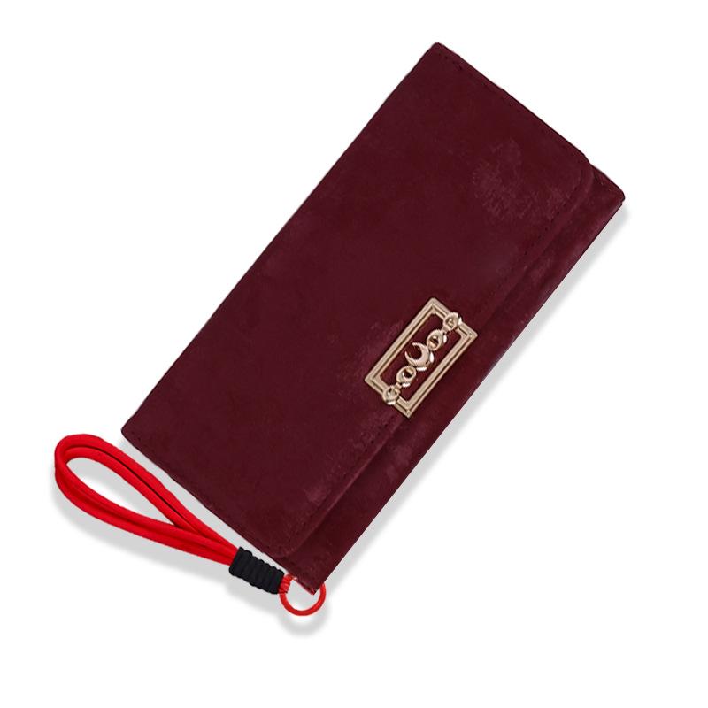 Women's Frosted Leather Tri-fold Clutch Wallet with Multi-card Slots