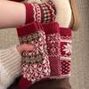 Новогодние красные носки для детей, Рождественские носки в стиле Fair Isle, Зимние толстые и теплые шерстяные носки