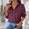 Women's Fashion Casual Plaid Print Autumn Winter Long Sleeve POLO Neck Jackets & Coats