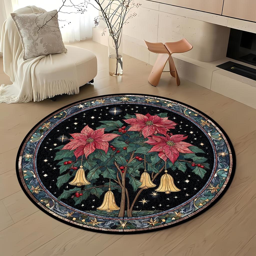 Christmas Area Rugs Giant Tree Train Snowy Village Living Room Sofa Side Dining Room Festive Home Decor Carpet Floor Mat