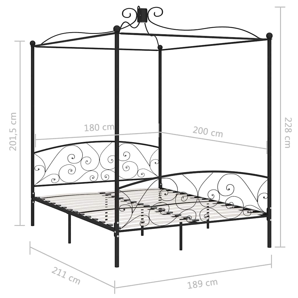 Black Metal Canopy Bed Frame 180 x 200 cm