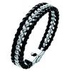 [L0772] - Black Silver 'Peaceful' Steel Bracelet - 19 Cm 12 Mm