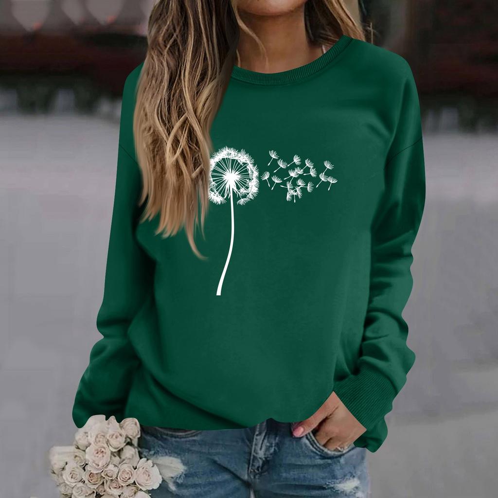 Женская модная повседневная толстовка с длинным рукавом и круглым вырезом с принтом