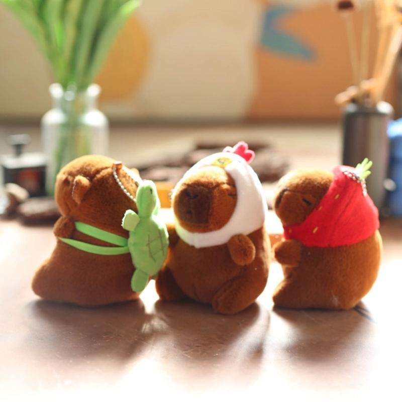 Стильный брелок для ключей Capybara, плюшевое украшение для ключей в виде животного, очаровательная плюшевая сумка, подвеска, аксессуары для любителей животных