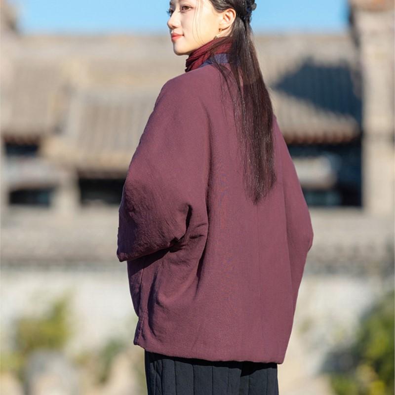 Johnature Китайский стиль пэчворк цвет зима для женщин стойка кнопки теплое пальто карманы пальто