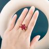 BELLA BOX Кольца с красным корундом и цирконием в виде цветов для девочек с ослепительным красным камнем, романтический подарок на день рождения для женщин, настоящие ювелирные изделия
