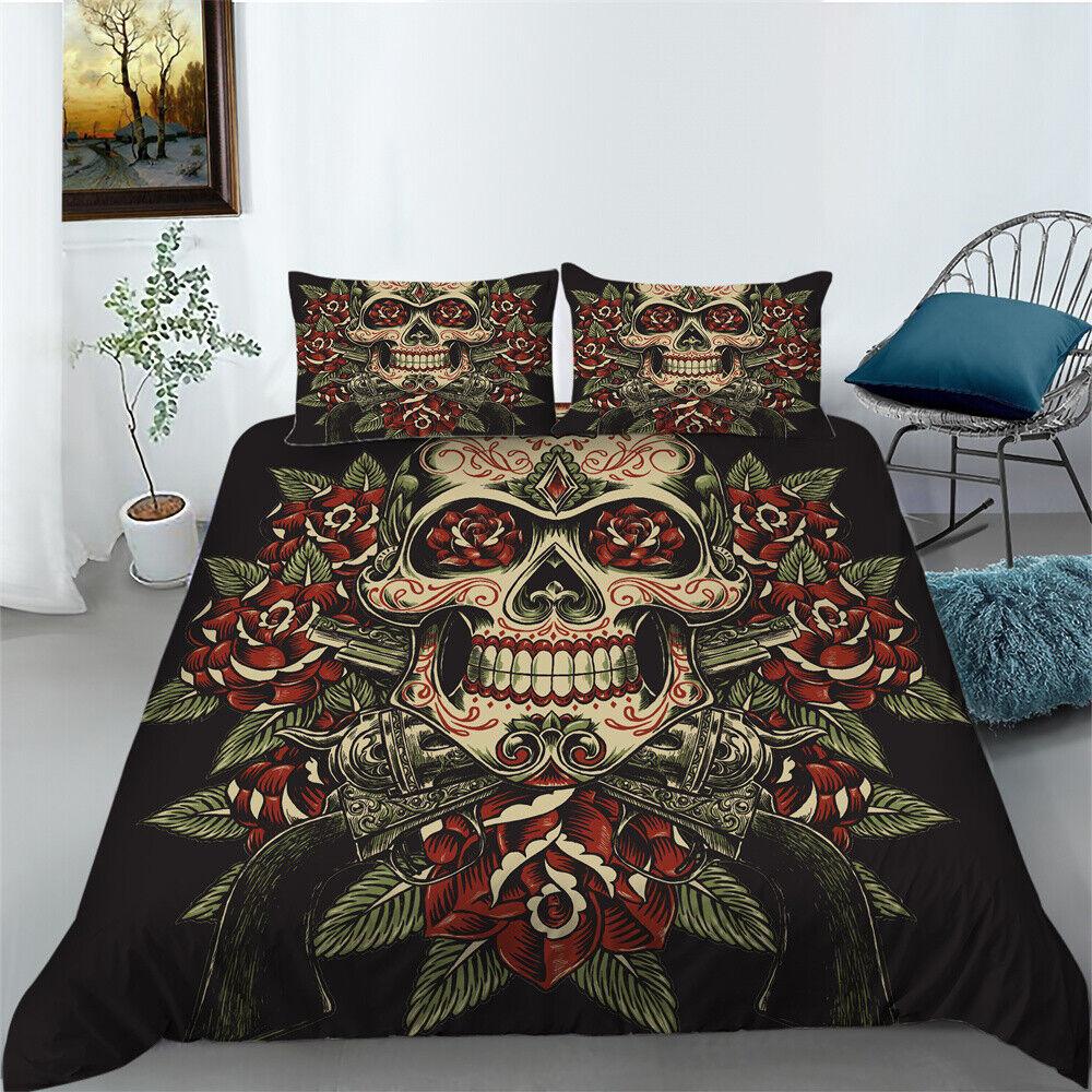 3D Skull Duvet Cover Bedroom Decor Youth Bedclothes Fashion Bedding Cover Suit