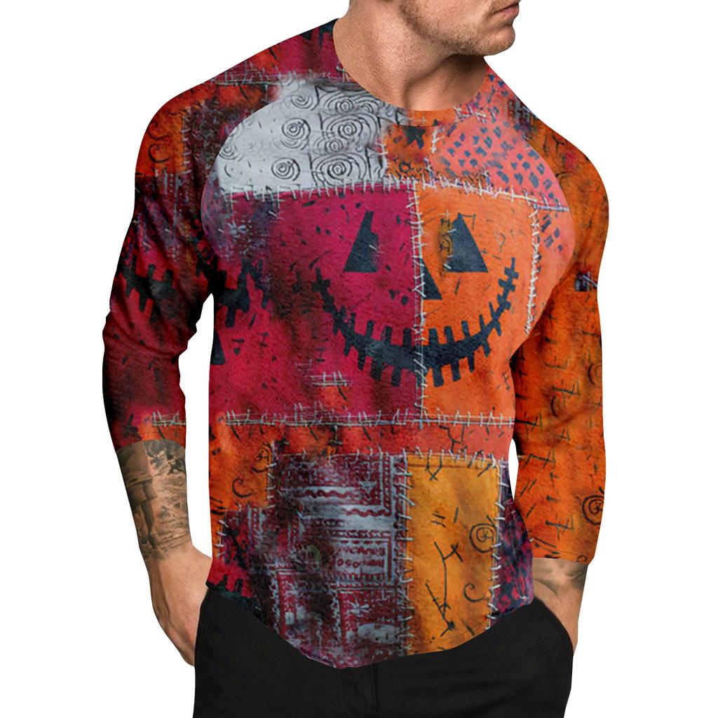 Halloween Print Raglan Sleeve Men's Long Sleeve Top