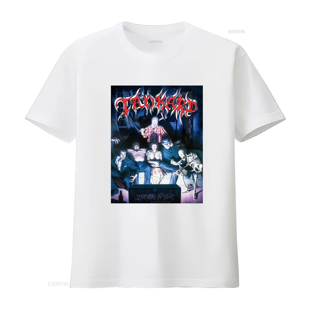 Tankard Zombie Attack T Shirt Retro Horror Band Design for Men Unique Rock Merch vintage Washed Casual Comfortable Stylish