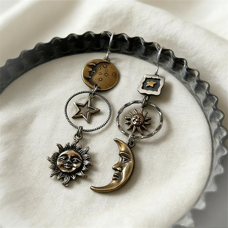 Винтажные серьги-подвески Free People с лицом, солнцем и луной, женский креативный дизайн, асимметричные серьги, праздничная ретро-бижутерия