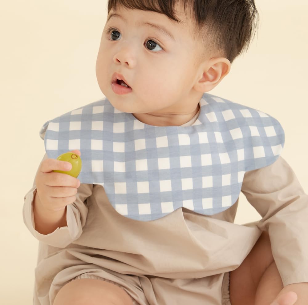 Konny Детский слюнявчик Детский Впитывающий и Быстрый Для Девочек и Ребенка Детский Душ 5 Кремово-Голубой [Konny] Набор, Слюнявчик, Вращающийся на 360°, Сушащий, Простой, Мальчики,