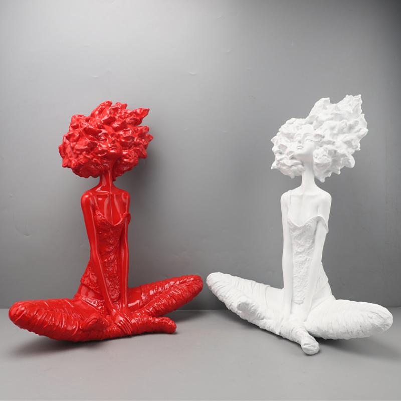 Современные абстрактные фигурные скульптуры, изделия из смолы, статуэтки, модные портреты девушек, аксессуары для домашнего декора