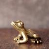 Retro Solid Brass Small Frog Figurine, Creative Car Accessories Ornament, Office Desk Decor, (Meditation Frog Can Be Used As Tea Pet, Incense Burner