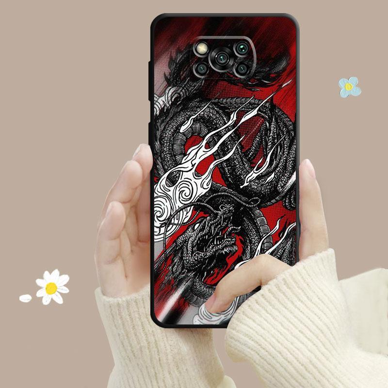 Маска самурая Дракона и Волка для Xiaomi Poco X3 Nfc X4pro X5 M3 для Mi 12 13 11 10 10t 8 Note10 Lite 11ultra 11t Pro F1, чехол