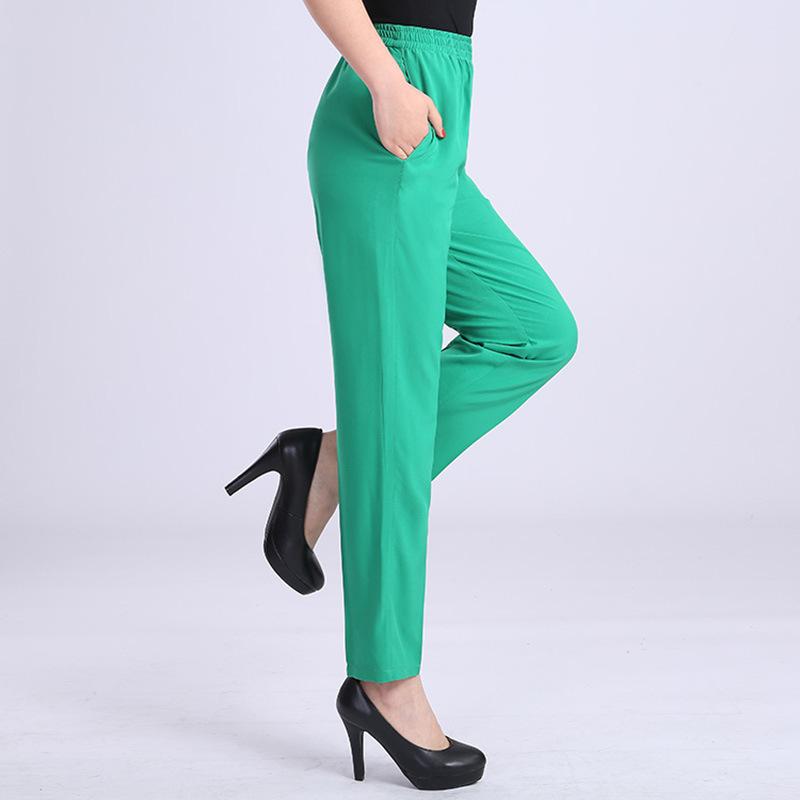 Женские брюки, повседневные брюки, летние тонкие и свободные женские девятые брюки из искусственного шелка