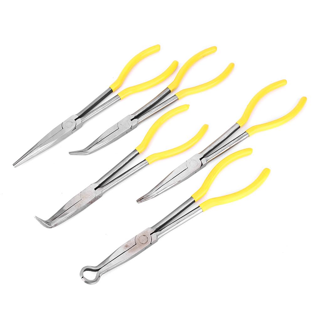 5Pcs Long Needle Nose Pliers Carbon Steel O Shape Clamp Hand Tool with NonSlip Handle