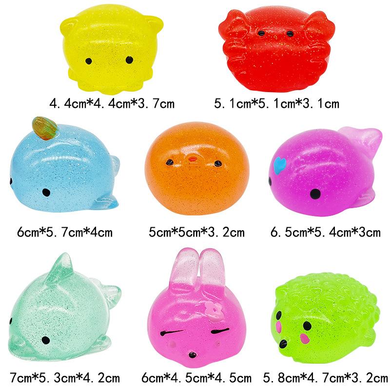 Big Spongy Glitter Mochi Squishy Fidget Sensory Toys Kawaii Animal Stress Ball Powder Fun Soft Antistress Squeeze Children Toys
