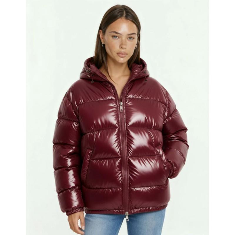 Womens Warm Hooded Cotton Jacket Thick Winter Coat Loose Fit Street Style Solid Color Casual Outerwear