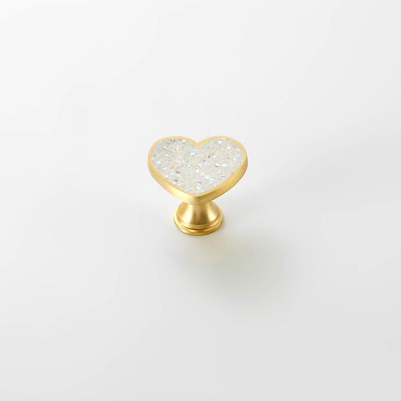 2 шт. Ручка для ящика Оригинальность Без пробивки Мультяшная С бриллиантом Современная ручка-кнопка для ящика Тяга Форма сердца Металлическое основание