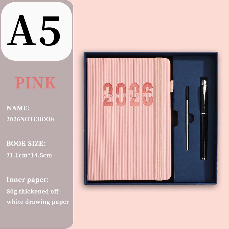 Ежедневник на английском языке на 2026 год с резинкой: Годовой календарь, Еженедельник, 365-дневный блокнот для эффективности