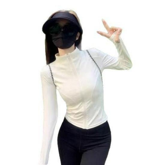 Женский кардиган из ледяного шелка для защиты от солнца - Лето 2025, Белый приталенный для йоги и фитнеса