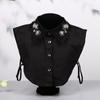 Front Tie White Fake Collar Stand Beads Detachable Collar Fake Women Vintage Crystal Lace Ladies False Blouse Collar Half Shirt