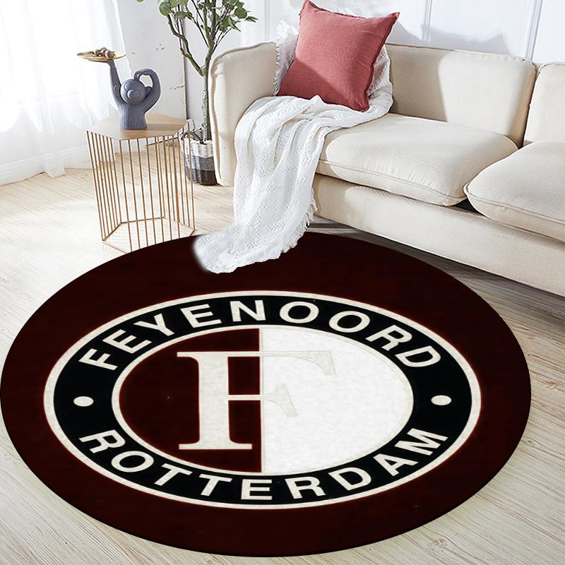 Feyenoord pattern round rug,Carpet Rug for Living Room Bedroom Playroom ,Non-slip Floor Mat,Holiday Gifts and Birthday Gifts.