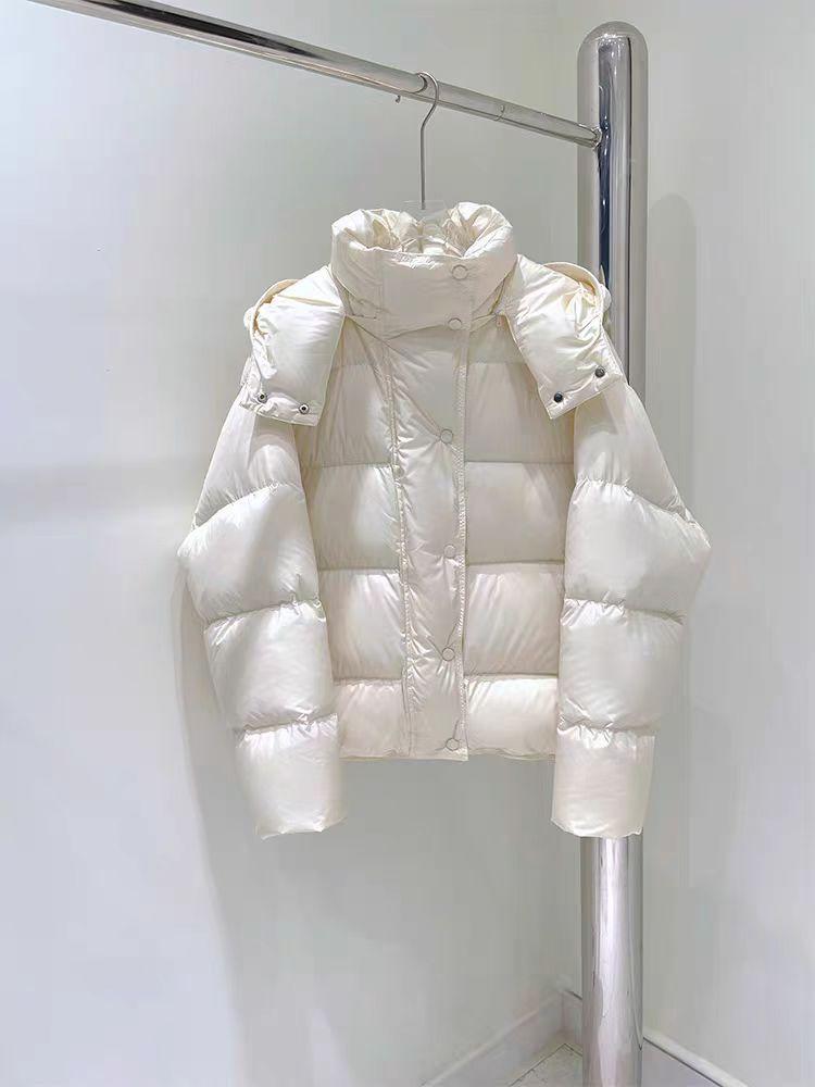 2024 Зимняя куртка-пуховик женская свободная модная утолщенная короткая 90% белая теплая куртка на утином пуху