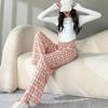 Women’s Everyday Pants, Printing Comfy Leg Pants High Waist Pants Plaid Stretch Wide Loose Ladys Casual Checkered Pants