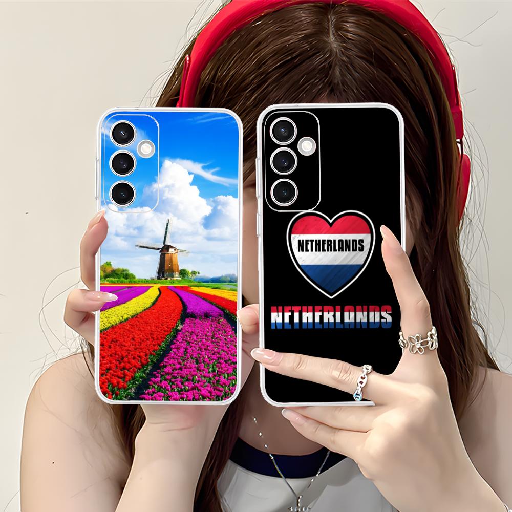 Netherland Dutch Flag Clear Mobile Phone Case for Samsung Galaxy S25 S24 S23 S22 S21Plus FE Ultra Colorful Cover