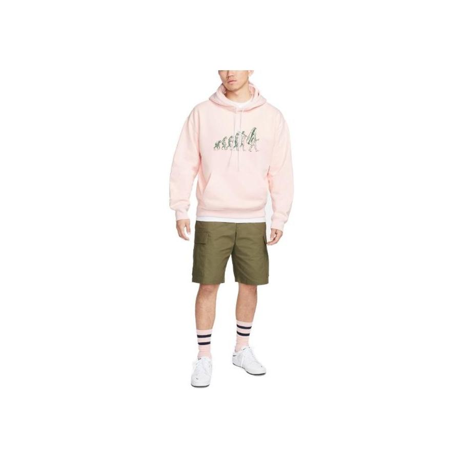 Nike Graphic Print Hoodie With Drawstring And Pocket Men Tops Light-Pink FQ6898-610