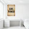 Винтажная металлическая жестяная вывеска 'GIRL POWER' Потертый ржавый настенный декор с монтажными отверстиями Ретро-эстетика для дома офиса Мотивация D
