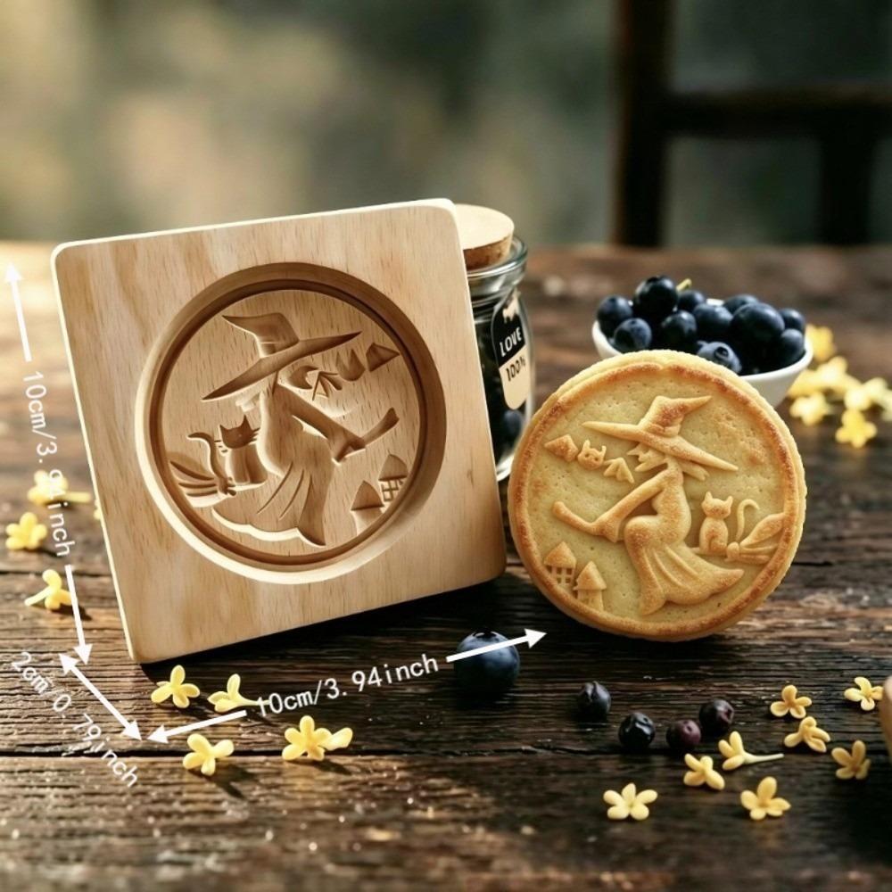 Baking Tools Wooden Cookie Mold Halloween Pumpkin Ghost Gingerbread Stamp Halloween