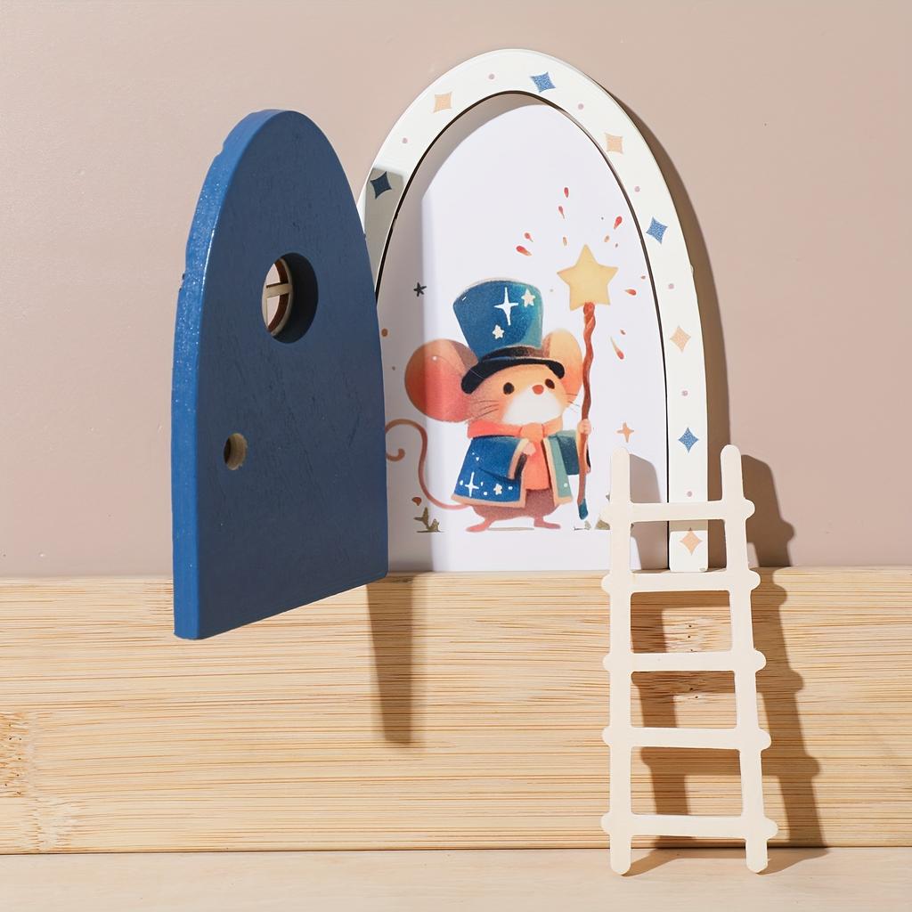 Деревянная мультяшная сказочная дверь, Мини-лестница для украшения сказочной двери, Красочная сказочная дверь с сердечком, Домашний декор, Реквизит для памятных фотографий