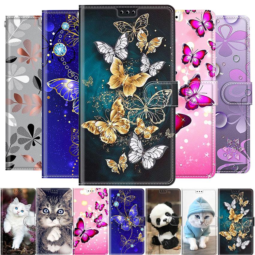Кожаный кошелек-книжка для телефона Samsung Galaxy S23 S22 S21 Plus Ultra A23 A73 A13 A52S A22 A33 A21S A41 Бабочка Обложка-книжка