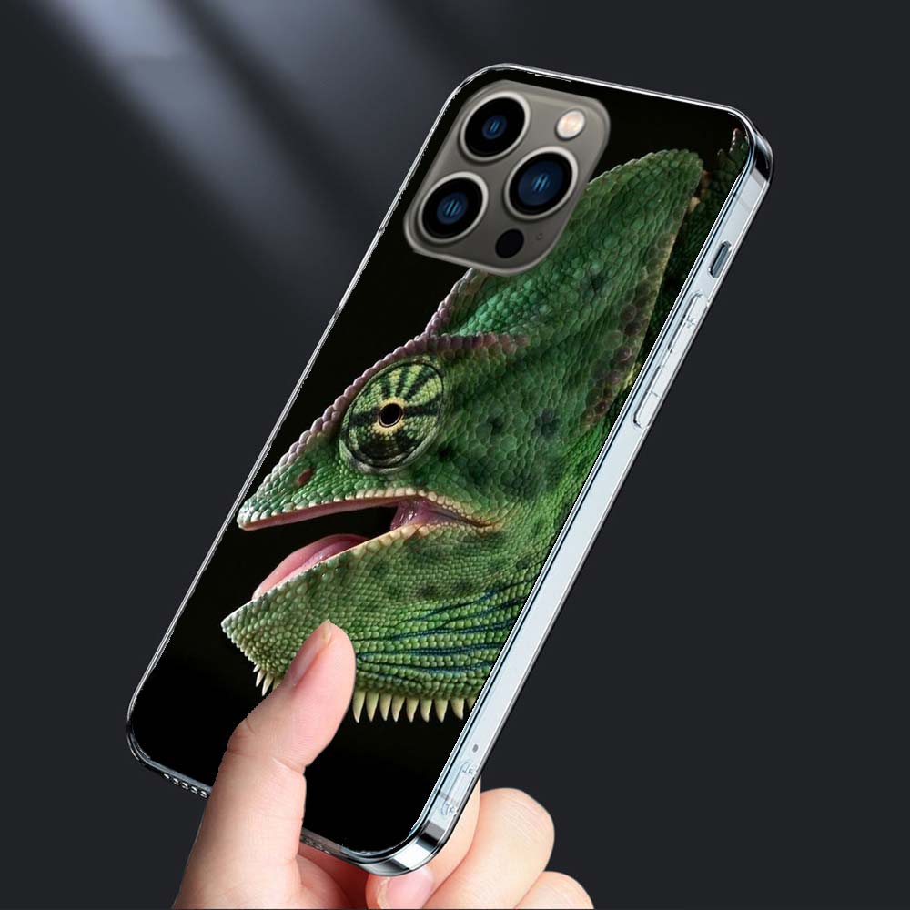 Хамелеон Забавный Дикий Мир Чехол Для Телефона Для Iphone 16E 15 Pro 14 Plus 17E 16 17 Pro Max Air 11 12 13 Mini Ударопрочный Capa Милый Co