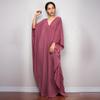 2024 однотонное свободное платье макси с v-образным вырезом и рукавами «летучая мышь» больших размеров для женщин, летняя пляжная одежда, кафтан, длинный купальный костюм, накидка Q1306
