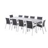 Salon de jardin Ensemble ModuloWood T 6/10 + F 10 Verre Déco Bois Blanc Wilsa Garden