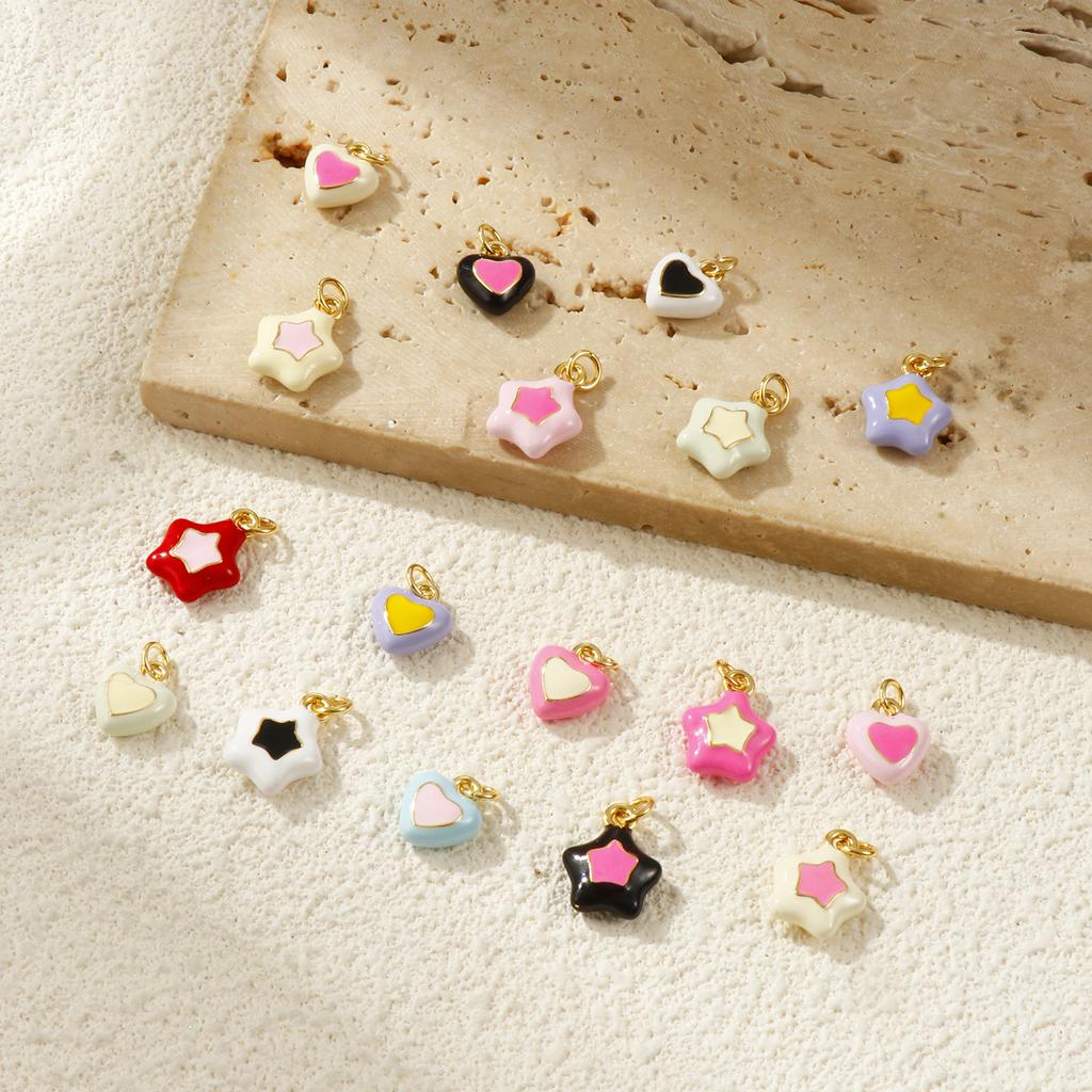 2 шт. Латунные Подвески с Позолотой 18K Эмалированные Сердце Звезда Для DIY Ожерелья Браслета Серьги Аксессуары для Изготовления Украшений