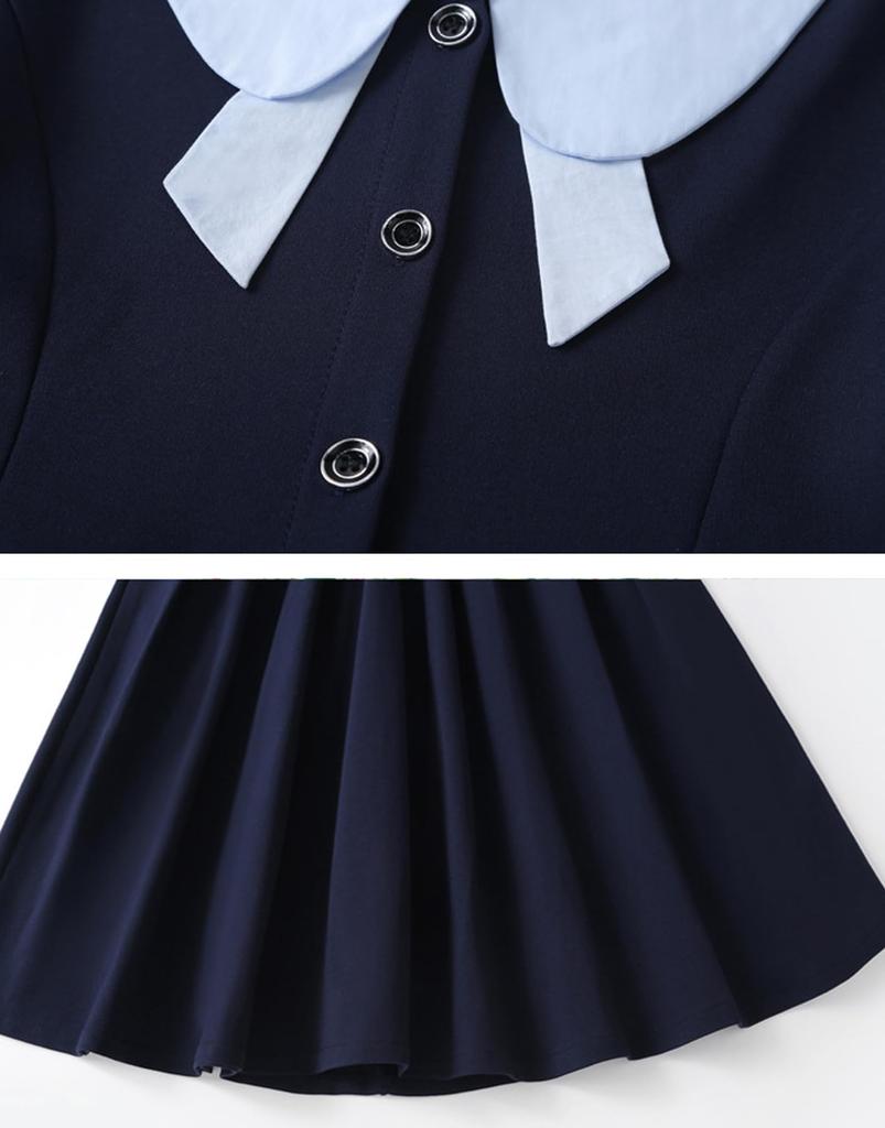 Платье для многослойного круглого длинного размера на каждый день, для школы, для церемоний поступления, YY-Natuhi Girls, Стиль, Футболка, Воротник, Рукава, 120-170см, Повседневный, Формальный,