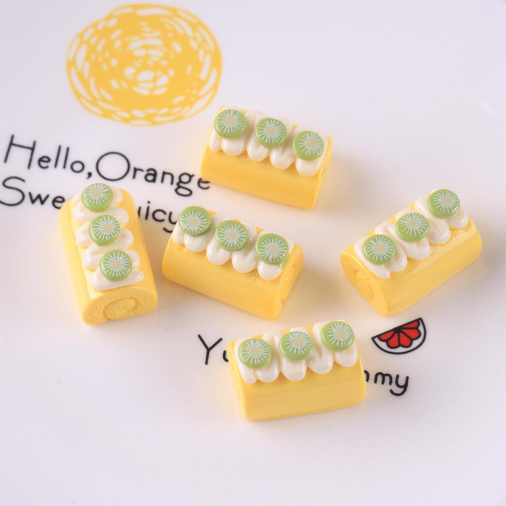 DIY Cream Glue Keychain Pendant: Handmade Resin Cake Roll Simulation Accessory