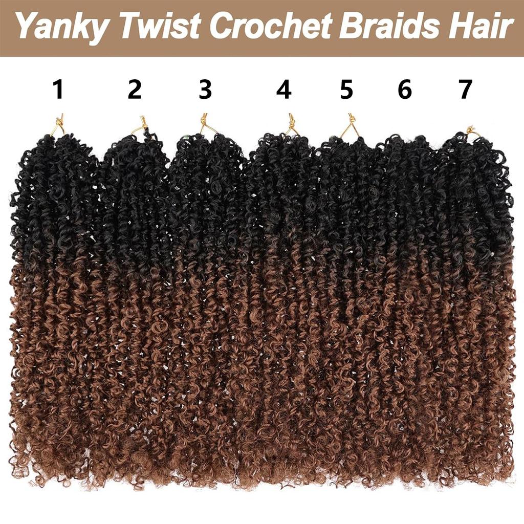 7 Packs Pre-looped Yanky Twist Crochet Braids Hair Synthetic Natural Black Pre-twisted Passion Twist Boho Crochet Braid Hair