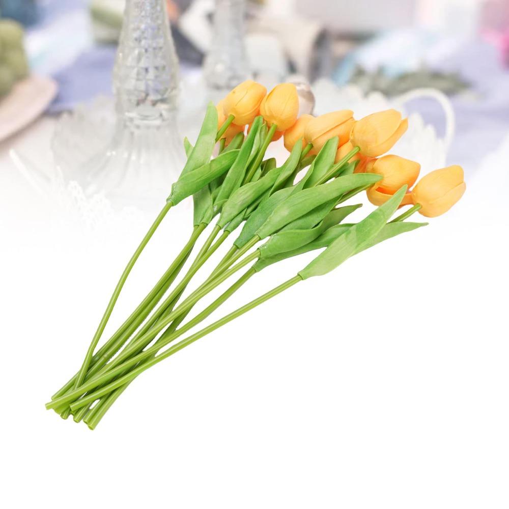 20PCS Yellow Artificial Tulips Flowers Long Stem Fake Flower Decor Vase Decoration