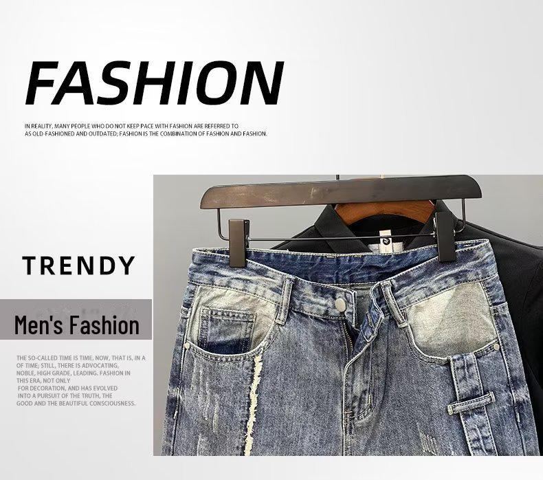 Men's Trendy Casual Denim Shorts - Versatile Summer Fashion with Loose Fit and Distressed Details