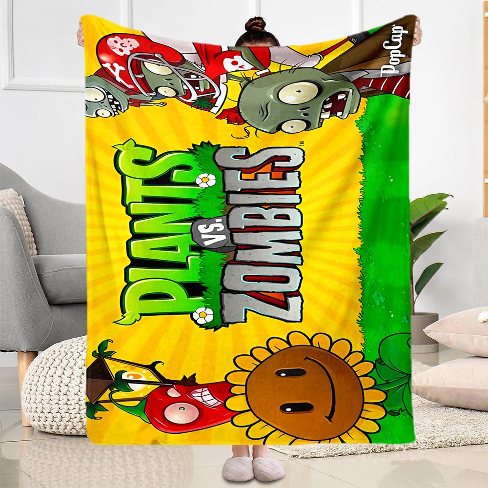 Plants Vs Zombies Adventure Blanket Warmthful Decor Perfect for Chair Office Sofa Four Seasons Multipurpose Modern Style