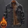 Men's Plus Size Velvet-Lined Denim Jacket - Autumn/Winter Cotton-Padded Coat
